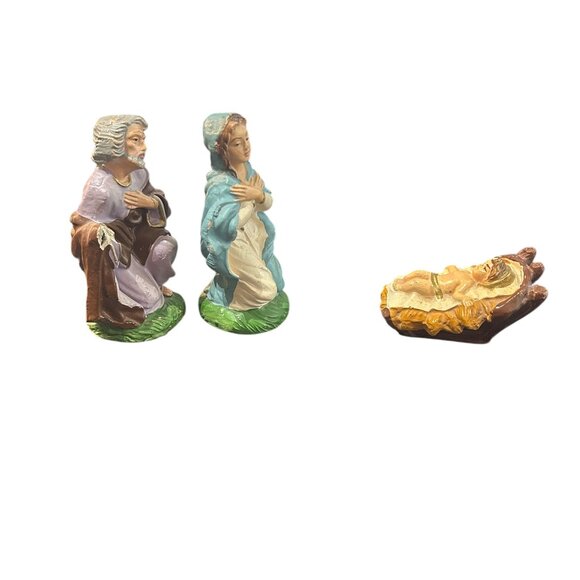 Vtg Italian Plaster Nativity Set Mary Joseph Baby Jesus 1950s Italy Stamp Creche - Picture 2 of 10